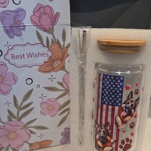 Patriotic German Shepherd Tumbler with Straw